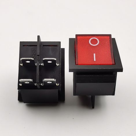 Sollbry Interruptor basculante DPST de encendido y apagado, de 4 pines, luz roja, para barco, 16 A/250 V (5, rojo) (1/3)
