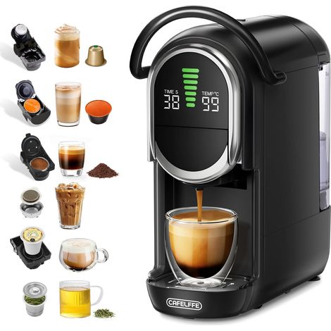 Machine à Café Multi-Capsules MK-609S 6 en 1, 7 tailles de tasse, machine expresso 19 bars, compatible avec les capsules Original/DG/ESE/K-Cup, le thé et le café moulu, 1450 W (1/5)