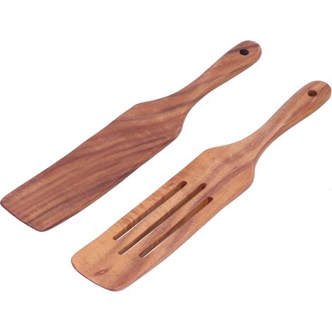 Set aus 2 Steaklöffeln: geschlitzter Pfannenwender + großer Küchenlöffel, elegantes Design für Salate und zum Mischen. (1/5)