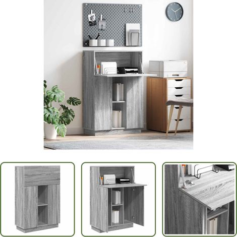 vidaXL Bureau gris sonoma - Bureau Gris Sonoma 71.5 x 31.5 x 106.5 cm Bois d'ingénierie (1/5)