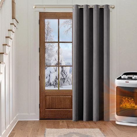 MIULEE Rideau Occultant Thermique Salon Oeillets Lot de 1 140x280cm Gris - 140L X 280H cm (1 Panneaux) (1/5)