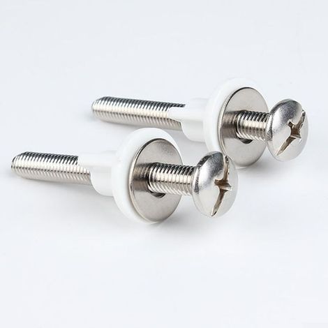 Lot de 2 boulons d'installation pour abattant de WC avec vis, entretoise et écrou pour fixation stable du couvercle de toilette, convient à la plupart des toilettes standard (vis) (1/5)