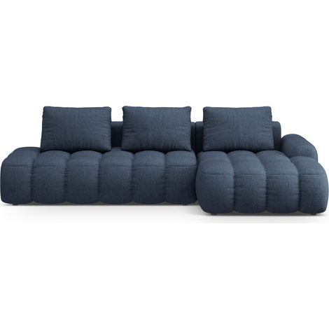 Canapé-lit d'angle droit box 3 places tissu structurel bleu foncé (1/5)