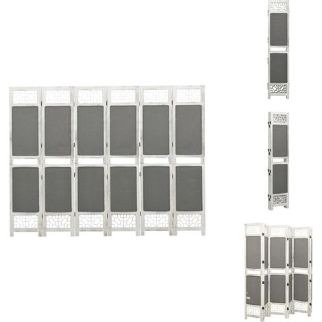 6-tlg. Raumteiler Grau 210x165 cm Stoff - Raumteiler - Paravent - Sichtschutz - Wohnzimmereinrichtung - Schlafzimmereinrichtung (1/5)