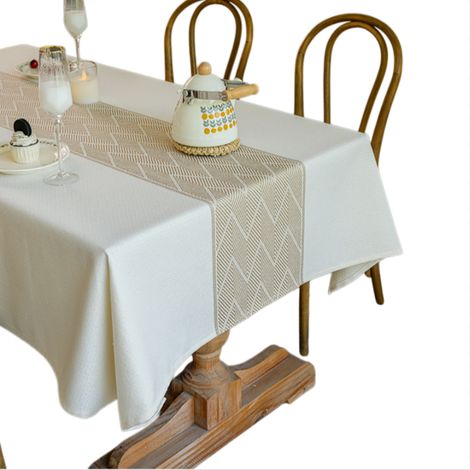 Nappe de Table en Coton Lin Imperméable 140x180cm, Housse de Table Rectangulaire Moderne pour Salle à Manger (1/5)