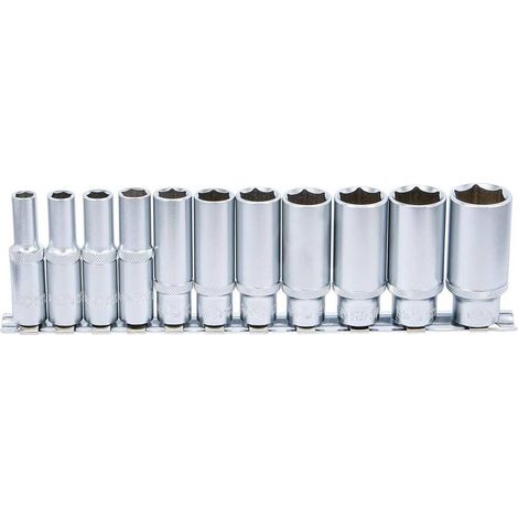 Jeu de Douilles Six Pans Longues 10 mm (3/8) - 11 pcs - Acier Résistant - Précision et Durabilité - D-Work (1/5)