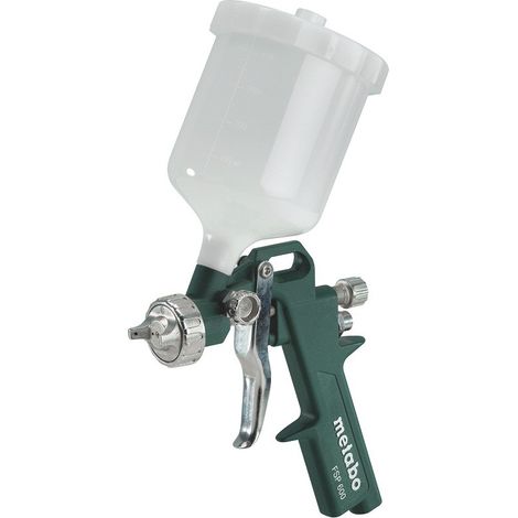 Metabo – Pistolet pneumatique 4,5 bar – Débit d'air 240 l/min – Godet 0,6 l – Buse 1,5 mm pour peinture précise sur petites surfaces