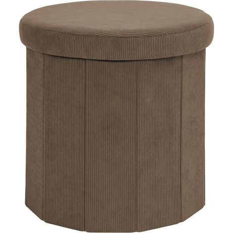 Pouf Coffre Pliable Côtelé "Jules" 38cm Taupe (1/5)