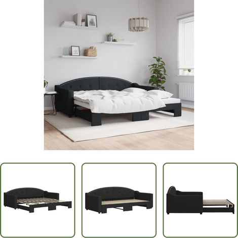 vidaXL Sofa-Bett - Tagesbett Ausziehbar Schwarz 90x190 cm Stoff (1/5)