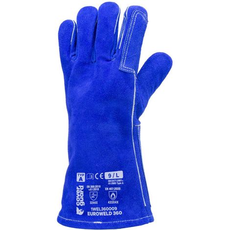 Gants soudeur t9 avec fil kevlar bleu (1/4)