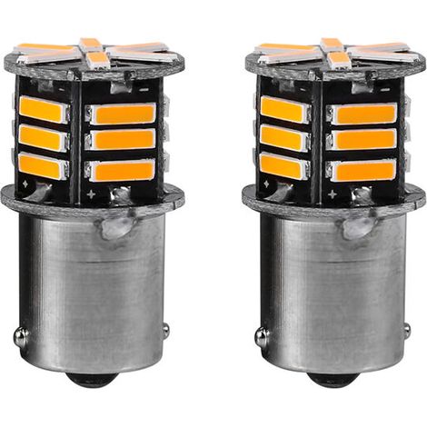 Les feux de signalisation à LED 2Pcs S25 1156 BA15S 7014 21SMD Auto LED ampoules de voiture LED clignotants orange (1/4)