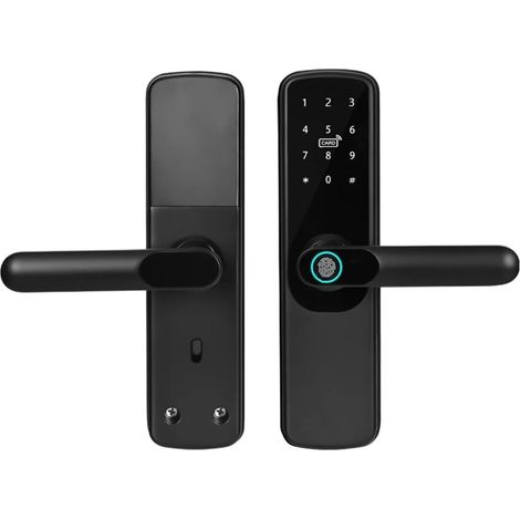 Serrure de porte intelligente Tuya – Serrure De Porte Intellinte, Anti-regard, Wifi, Empreintes Digitales, Poignée De Sécurité, Accessoires De Contrôle Avec Application For Portes En Verre De Bureau E (1/5)