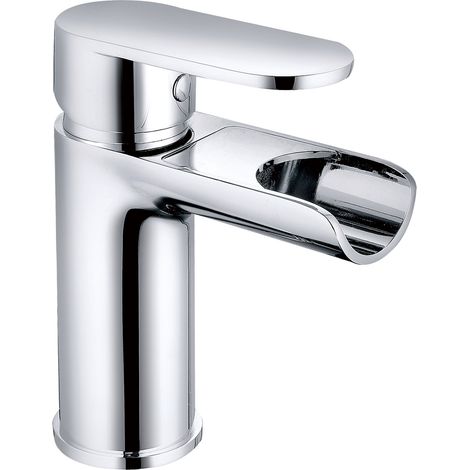 Waterfall Basin Sink Mixer Tap Chrome Bathroom Lever Faucet with Sleek Design (1/5)