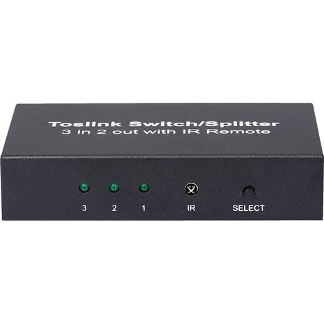 Commutateur/répartiteur de câble Toslink NK-T32 3 entrées/2 sorties, convertisseur audio optique SPDIF/TOSLINK 3x2 avec télécommande infrarouge (1/5)