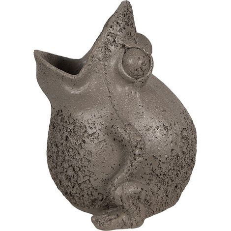 Cache-pot décoratif en forme de grenouille en polyrésine gris - 19 x 18 x 23 cm - PANGIVO (1/4)