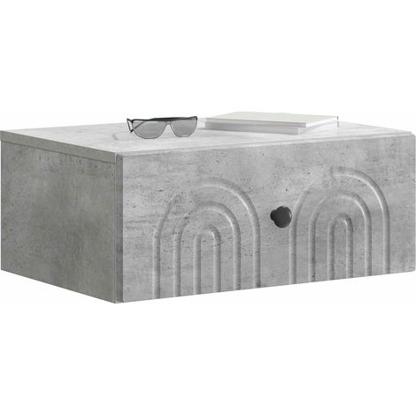 Maison Exclusive - Mobiletto da notte a muro Grigio Cemento 49 x 34,5 x 20 cm