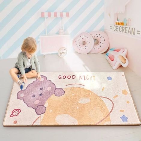 Tapis de chambre - YSINOBEAR - Rectangle - Intérieur - Polypropylène - Motif mignon - Crème (1/5)