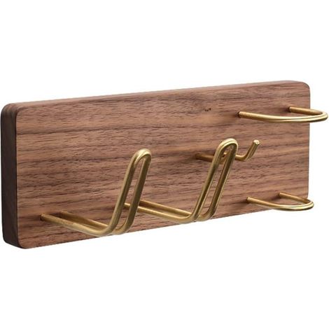 Support Sèche-cheveux en bois Monté un mur multifonction salle de bain support rasoir porte-dents support support prise rack-A