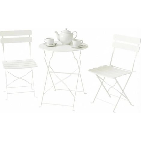 Klappbares Garten-Set aus Metall in Creme, 3-teilig (1/5)