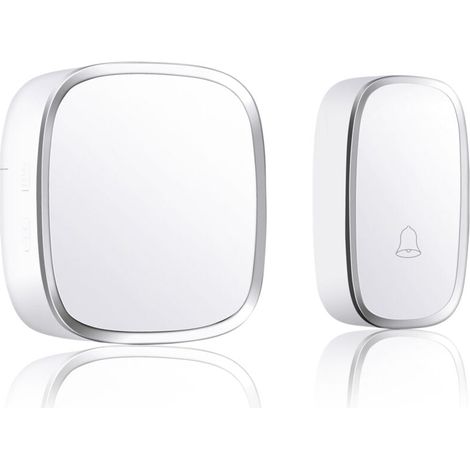Sonnette sans Fil Extérieur Etanche, Sonnette de Porte 300 Mètres 36 Mélodies 4-Niveaux Volum, Carillon sans Fil avec LED Flash, 1 Récepteur Enfichables (1/4)