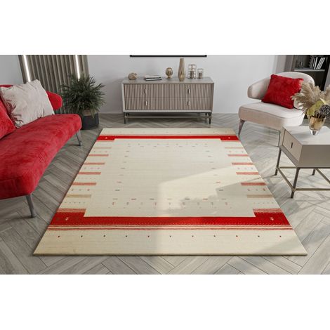 Tapis Loribaft tissé Tapis Aurora Flair - Tapis en laine  - 290x190cm, Rectangular - 100% Laine vierge - Tissé main - Beige