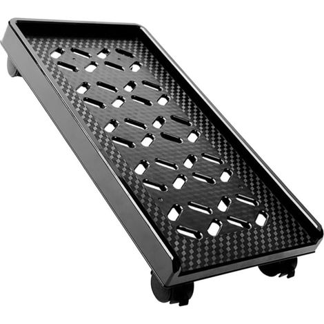Support pour Tour D'ordinateur Noir en Abs Stable avec roulettes à Frein et Colonnes Renforcées, Support Roulant pour Boîtier D'ordinateur pour Bureau à Domicile (1/5)