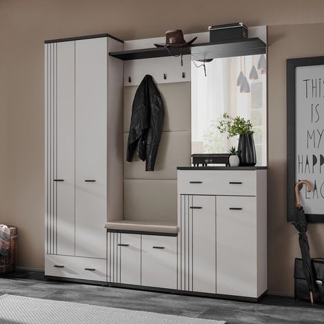 Ensemble Vestiaire Rembourré 5P "Hugo" 180cm Gris & Noir (1/5)