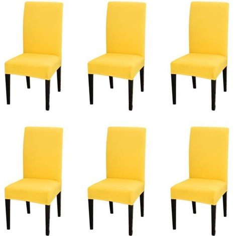 Housses de chaise -  - 6 pièces - Jaune - Déhoussable - Synthétique - Chambre (1/4)
