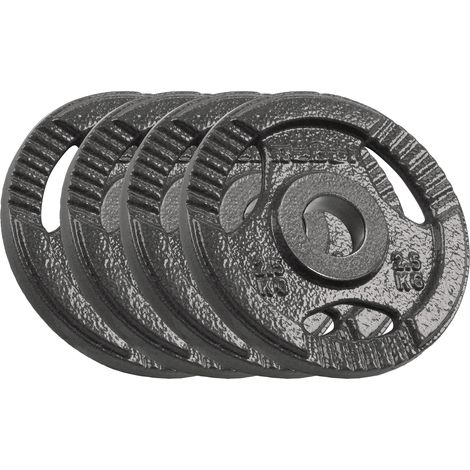Juego de pesas de hierro fundido 4x2,5 kg, orificio de 51 mm, placa con asas, Rebel (1/5)