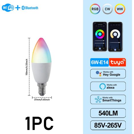 (1 unité, AC85-265V) Ampoule LED Graffiti 6W C37 E14, contrôle par application, compatible avec les lustres en cristal (1/5)