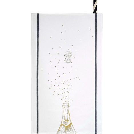 Torchon de Cuisine Design Party Essuie-Vaisselle Coloris Or et Blanc 50 x 70 cm - PANGIVO (1/2)
