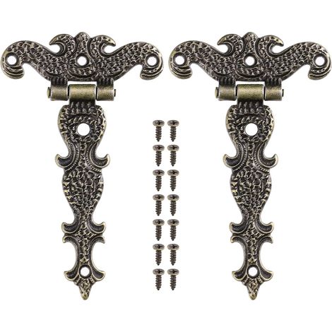 Lot de 2 charnières décoratives en alliage de zinc et en forme de T pour porte de placard