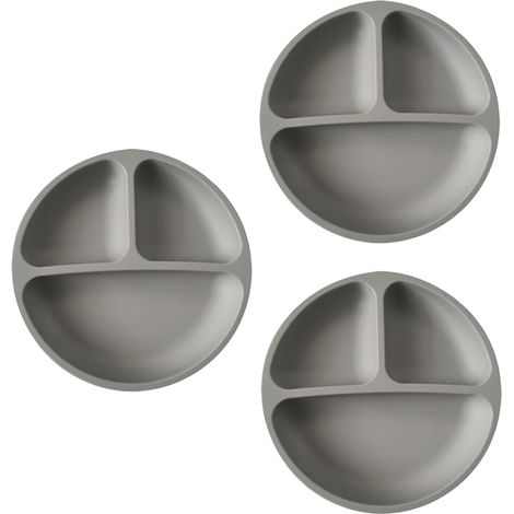 Assiette À Ventouse - Assiette Divisée En Silicone Alimentaire - Pour Bébé Et Tout-Petit - 3 Pièces (1/5)