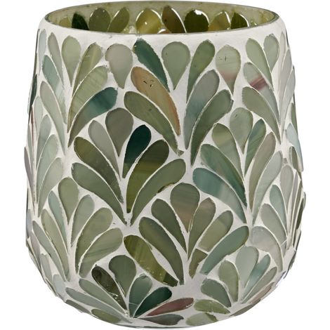 Gasper Teelichtglas Mosaik Ø 11 cm x 12 cm hellgrün - Glas