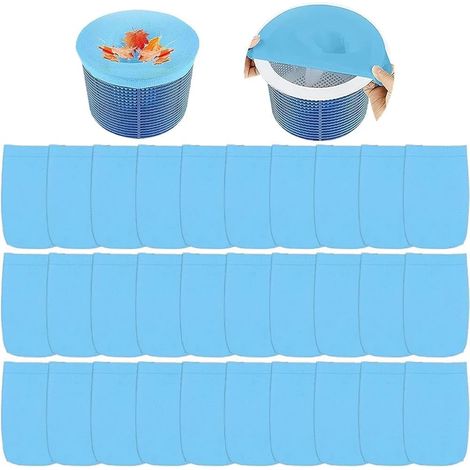 Lot de 30 chaussettes filtrantes pour skimmer de piscine, en nylon et élastique, avec panier pour skimmer. (1/5)