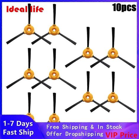 Lot de 10 brosses latérales de rechange pour aspirateur robot Lefant M200, M201, M520M, M501-A, M571 et T700. Neuves. (1/2)