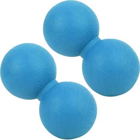 Set mit 2 erdnussförmigen Silikon-Massagebällen für Yoga und Muskelentspannung (blau). (1/5)