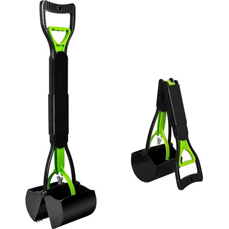 Questa paletta pieghevole per escrementi di cane da 45 cm è realizzata con materiali indistruttibili e una molla resistente, adatta a superfici erbose e ghiaiose. È ecologica. (1/3)