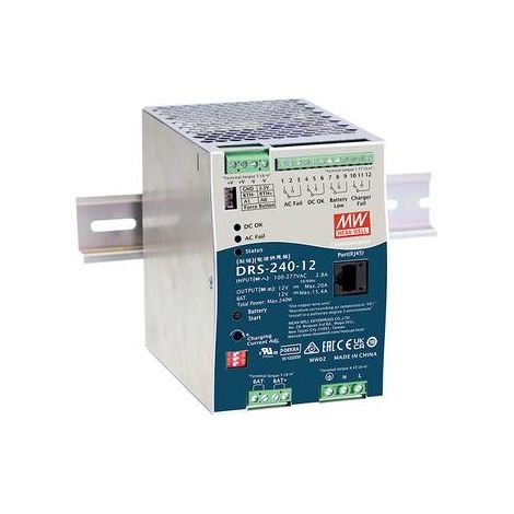 MEAN WELL DRS-240-12 ALIMENTATION RAIL DIN 12 V 20 A 240 W NBR. DE SORTIES:1 X CONTENU 1 PC(S)