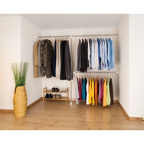 WENKO, Teleskop-Garderoben-Set Kleiderstange Garderobenstange Kleiderschrank - WENKO