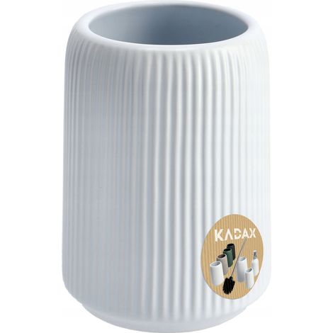 KADAX Tasse de salle de bain pour brosses à dents, récipient, organisateur en céramique blanche, ronde (1/5)