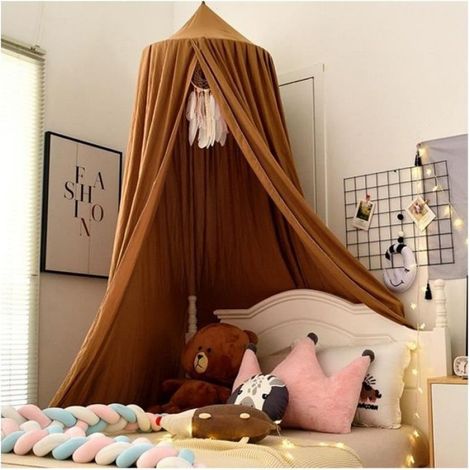 Ciel De Lit - Moustiquaire Dôme Ronde Pour Bébé - Hauteur 2.5 M - Brun - 1 Pièce (1/2)
