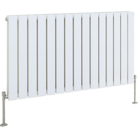 White Radiator Flat Panel Central Heating Rads with Angle Square Valve Horizontal Double 600x1020mm
