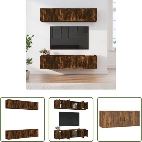 vidaXL Wandmontage - 6-tlg. TV-Schrank-Set Räuchereiche Holzwerkstoff (1/5)