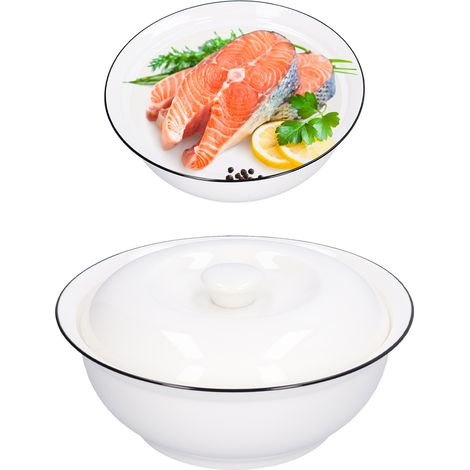 Bol à soupe en céramique noire de 23 cm avec couvercle (1/5)