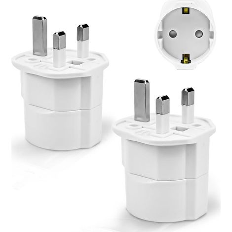 2 Pièces Adaptateur Prise Anglaise, Adaptateur de Voyage France vers UK, Adaptateur de Prise pour Irlande, Angleterre, Ecosse, Dubaï, Malte, Adaptateur Type G (Blanc) (1/4)