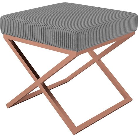 AX LIVING 1 Stk. Polster Hocker Pitinio 45 Grau kupferfarbenes Gestell