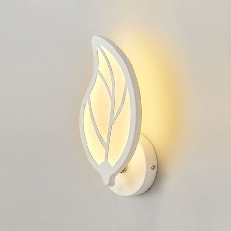 Applique Murale LED 12W, Applique Murale Acrylique, Lampe Murale Interieur Blanche Forme de Feuille, Applique Murale Enfant, Applique Art Deco pour Salon, Chambre, Chevet (Lumière Chaude) (1/5)