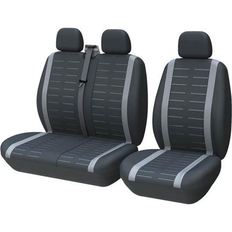 KLVGTIFS PUHousse de siège de voiture - Universel 1+2 (3 places) - Gris - Polyester 3 mm - Compatible airbag (1/5)
