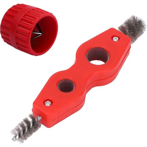 4-in-1 Double Universel Ébavureur pour Tuyaux et Ébavureur Antidérapant Intérieur et Extérieur, Rouge Ebavureur Cuivre, Nettoyeur Tuyau Cuivre pour Tuyaux en Cuivre, Aluminium, Plastique (1/5)